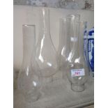 5 GLASS OIL LAMP CHIMNEYS K5