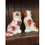 PAIR 19TH CENTURY STAFFORDSHIRE POT DOGS