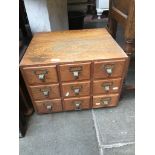 SMALL OAK FILE DRAWERS. W49CM