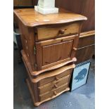 PINE BEDSIDE CUPBOARD AND BEDSIDE CHEST