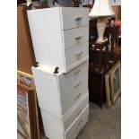 A PAIR OF WHITE DRAWERS AND MATCHING BEDSIDE DRAWERS