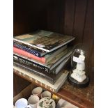 ART BOOKS AND A PARIAN STATUE UNDER A DOME