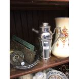 METALWARE AND POTTERY VASE