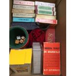 BOX OF PLAYING CARDS AND DICE