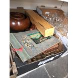 BOX OF WOODEN ITEMS ETC. H1