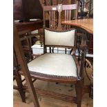 EDWARDIAN MAHOGANY OPEN ARMCHAIR. W54CM