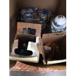 BOX OF MISC POTTERY, ORNAMENTS ETC