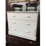 PAINTED PINE VICTORIAN CHEST OF DRAWERS. W96CM