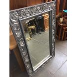 SILVER FRAMED MIRROR. H122CM