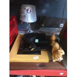 PRINT, MIRROR, TABLE LAMP, DVD PLAYER & 2 SQUIRREL ORNAMENTS