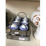 SPODE BLUE ROOM POTS IN A TRAY J4