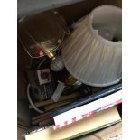 LARGE BOX OF LAMPS, PICTURES ETC. T2