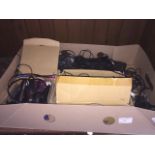BOX OF CHARGERS AND MOBILE PHONE