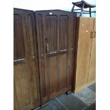 A PRIORY STYLE LINEN FOLD OAK SINGLE WARDROBE BY J HUNTER & CO MANCHESTER. W88CM D47CM H186CM