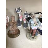 TWO FIGURES AND TWO CATS H3