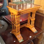 A REPRODUCTION YEW WOOD NEST OF TABLES.