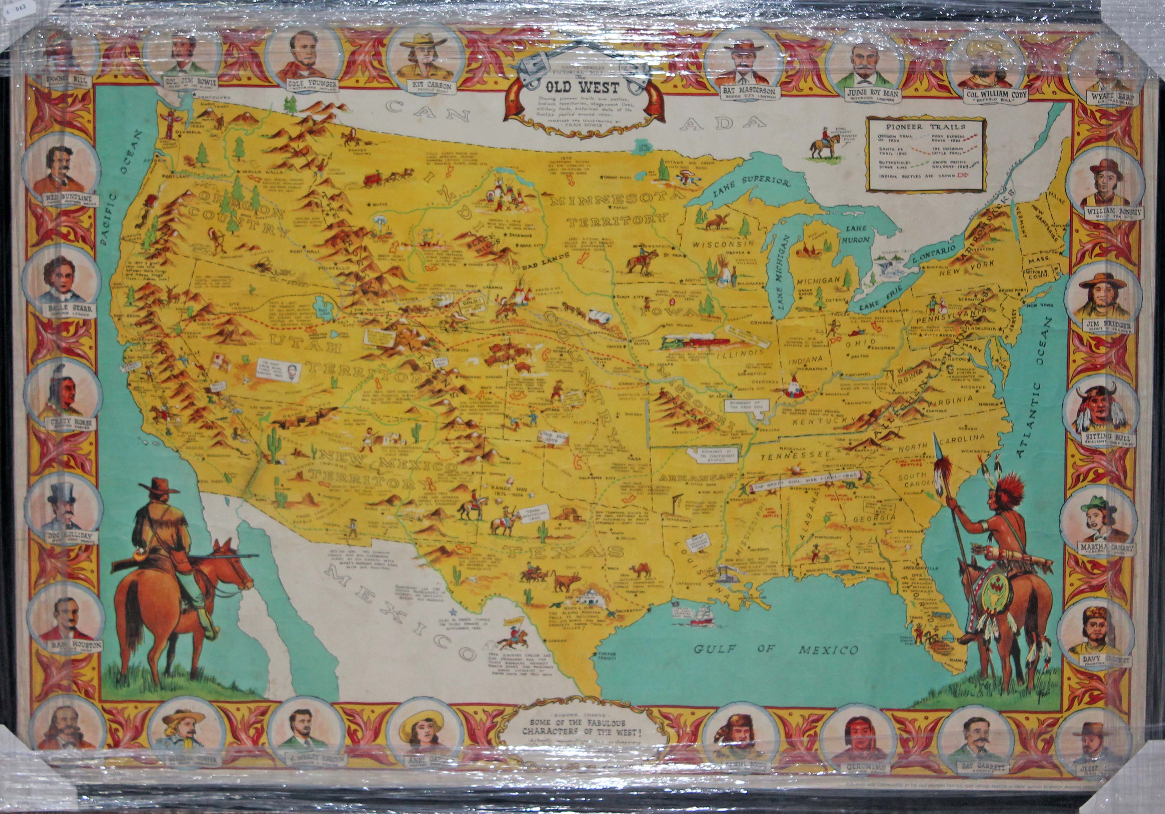 Danny Arnold's Map of the Old West vintage poster published by Old ...