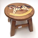 CHILDS STOOL WITH ROCKING HORSE INLAY