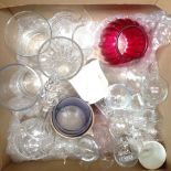 BOX OF GLASSWARE