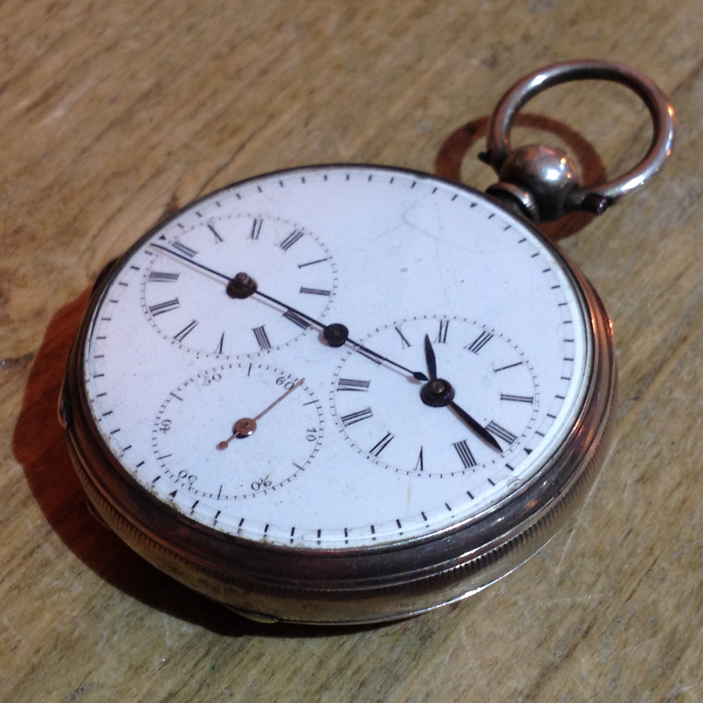 A Chinese Duplex pocket watch, white metal case, centre seconds dial with dual hour and minute - Image 16 of 19