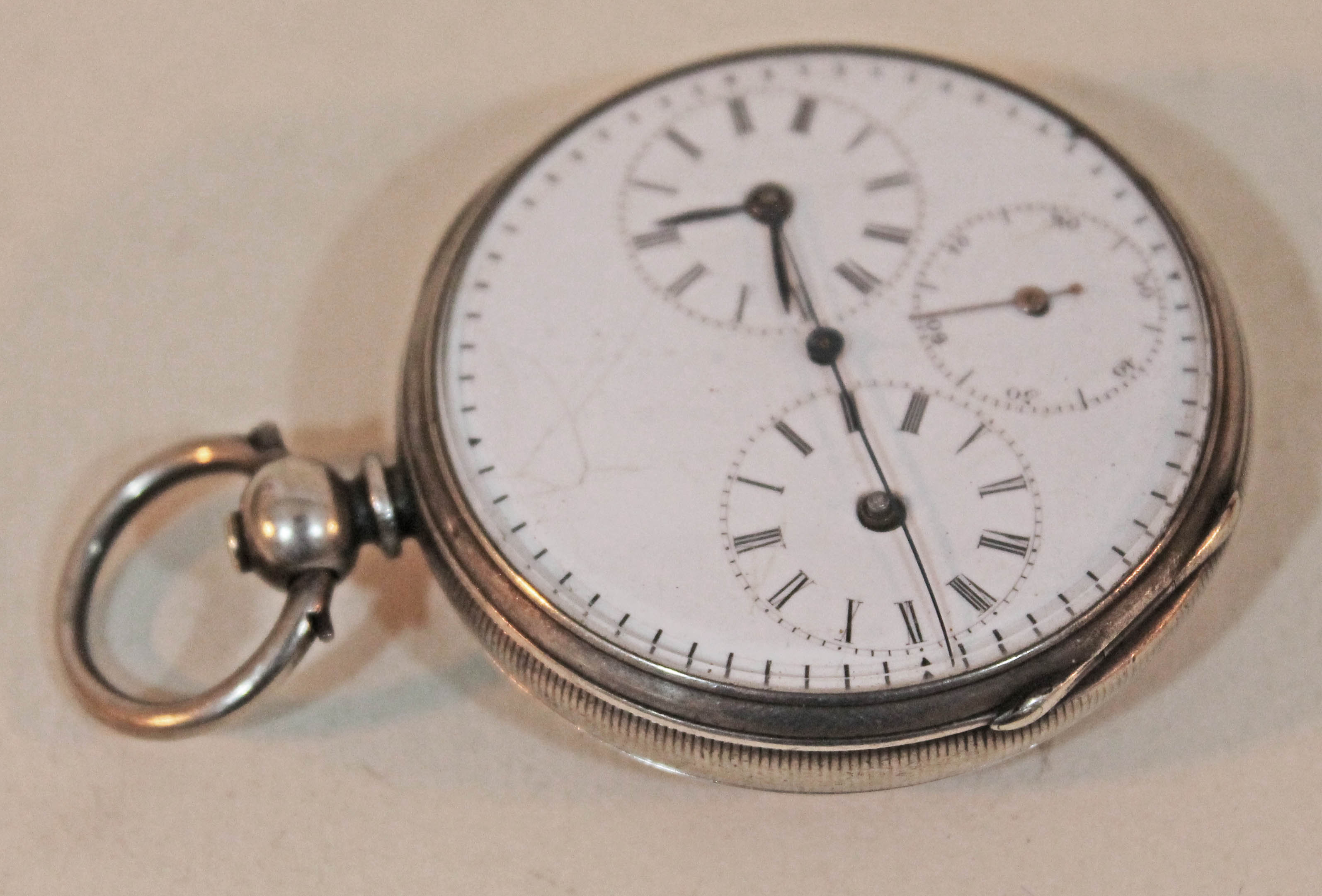 A Chinese Duplex pocket watch, white metal case, centre seconds dial with dual hour and minute - Image 9 of 19