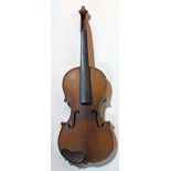 A Continental maple back violin circa 1900, back length 34.5cm.