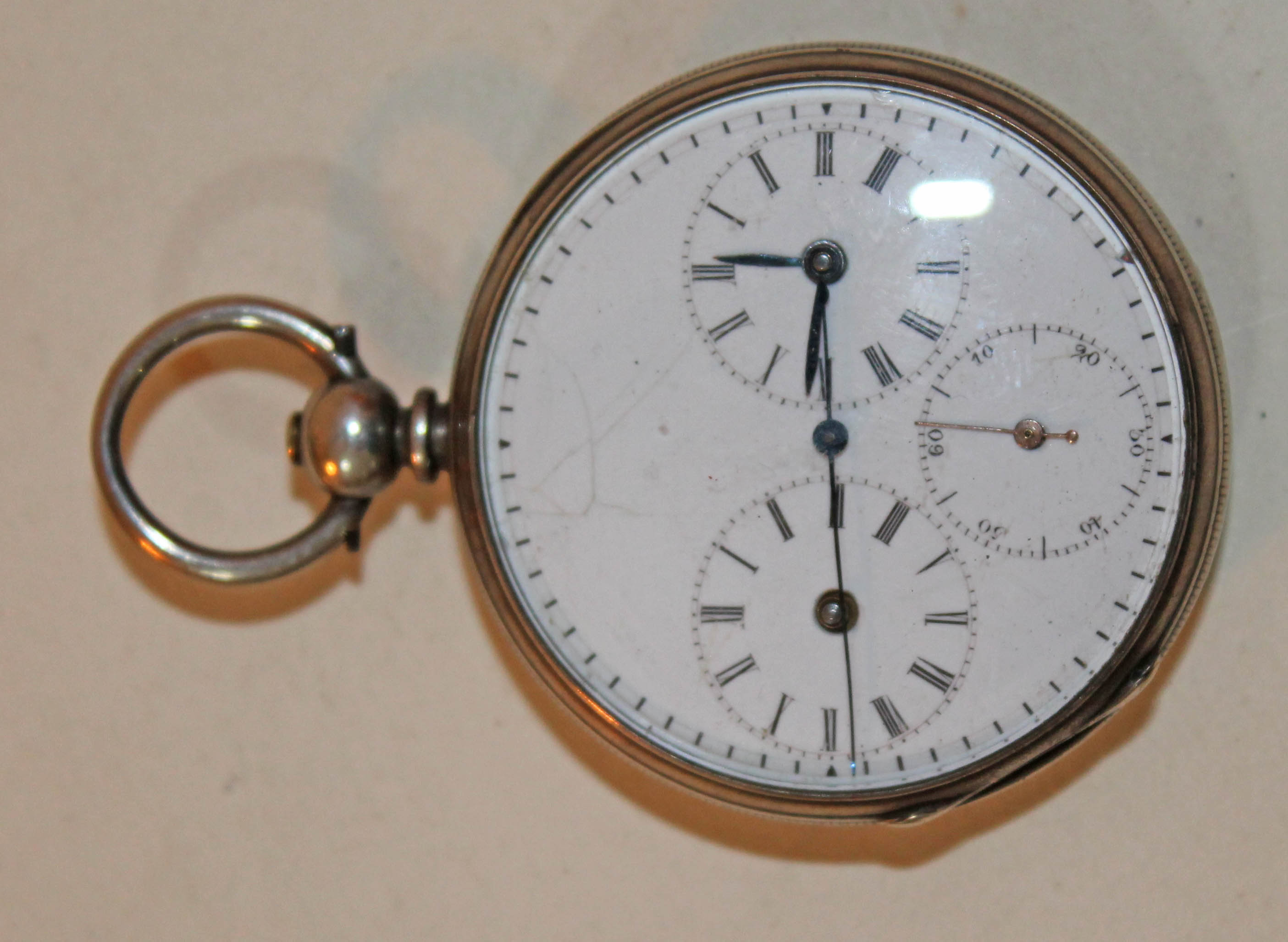 A Chinese Duplex pocket watch, white metal case, centre seconds dial with dual hour and minute - Image 2 of 19