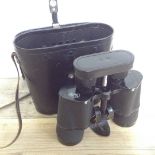 A pair of German Nazi WWII Carl Ziess 7x50 binoculars with leather case fitted with filters and