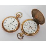 Two gold plated pocket watches.