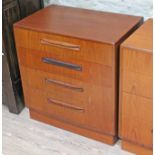 A G-Plan teak chest of four drawers, width 72cm, depth 44.5cm & height 75.5cm.