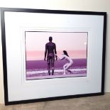 Stephanie Delange photographic print depicting a nude girl clutching on to Anthony Gormley's '