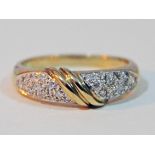 A hallmarked 9ct gold diamond ring, gross wt. 2.7g, size O.