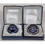 Two Caithness glass paperweights Jubilee Floating Crown and Jubilee Millefiori Crown, boxed with