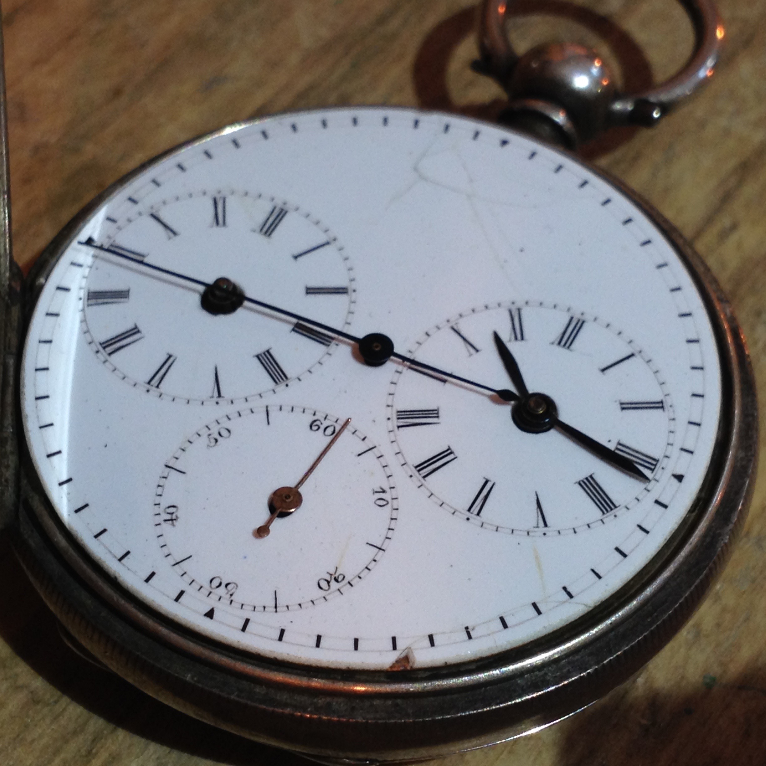 A Chinese Duplex pocket watch, white metal case, centre seconds dial with dual hour and minute - Image 19 of 19