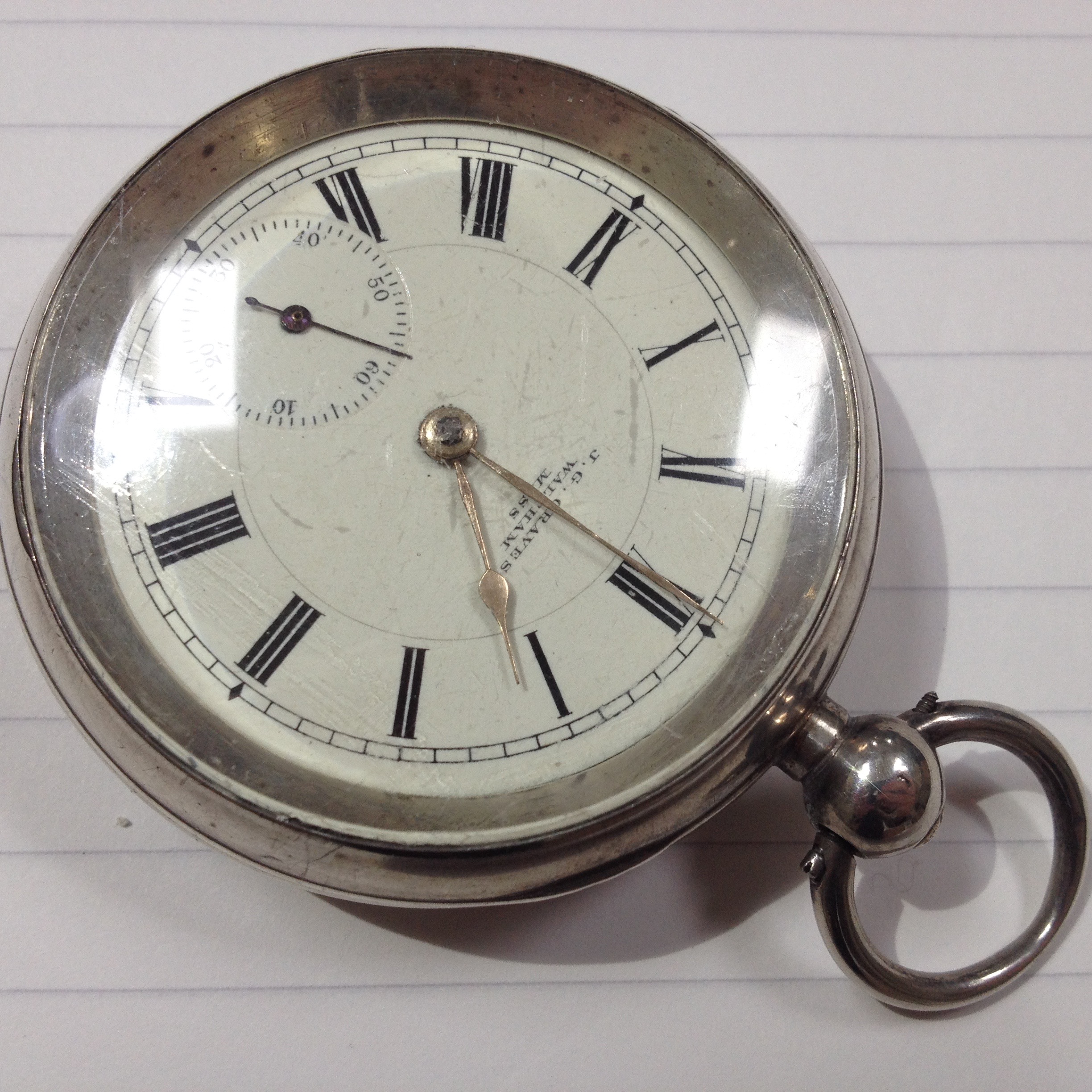 A hallmarked silver pocket watch, diam. 5.6cm. - Bild 8 aus 8