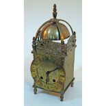 A French brass lantern clock, 20th Century, height 31cm.