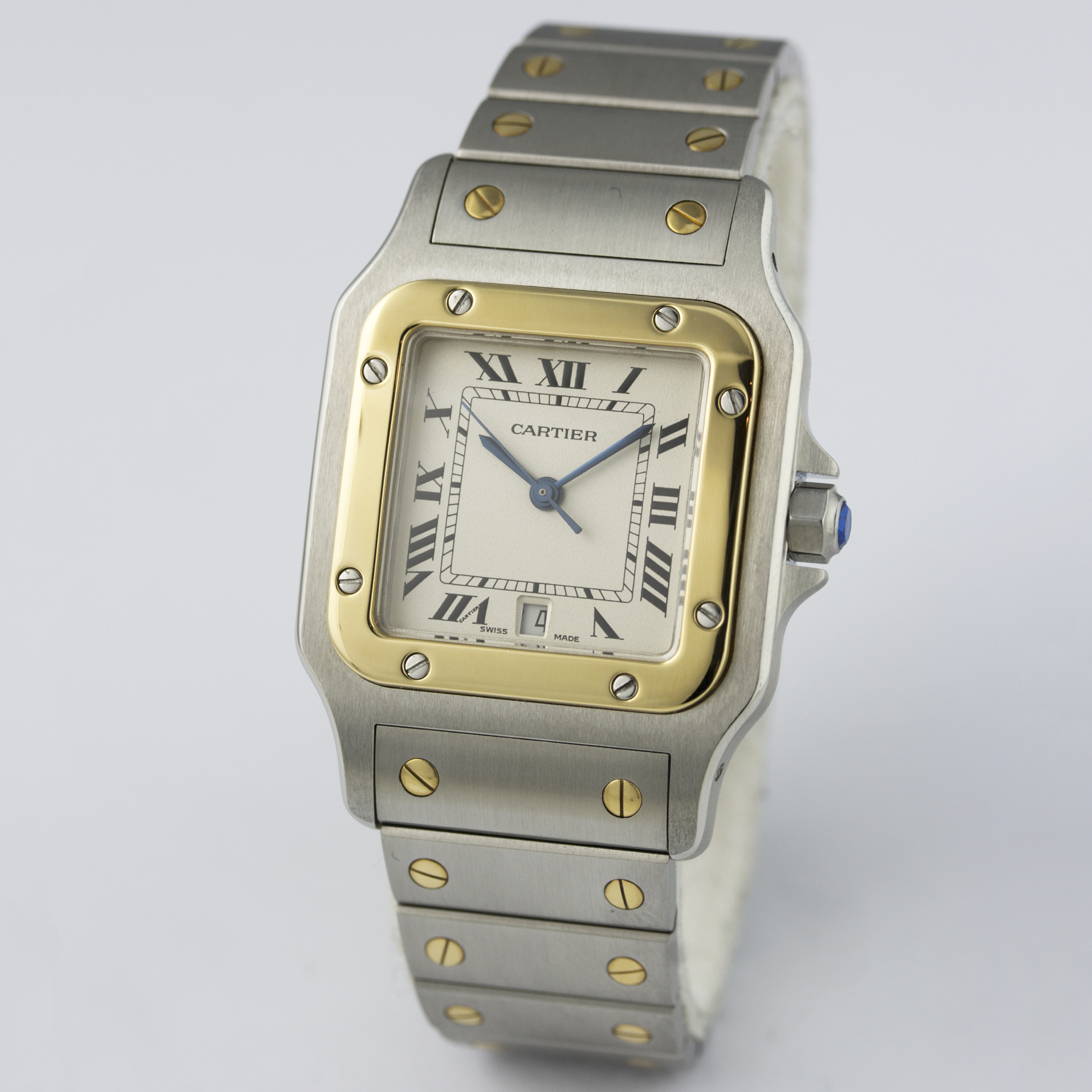 A GENTLEMAN'S STEEL & GOLD CARTIER SANTOS GALBEE BRACELET WATCH CIRCA 2000, REF. 1566 WITH CARTIER - Image 2 of 7