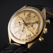 A RARE GENTLEMAN'S 18K SOLID GOLD ZENITH EL PRIMERO AUTOMATIC CHRONOGRAPH WRIST WATCH CIRCA 1970