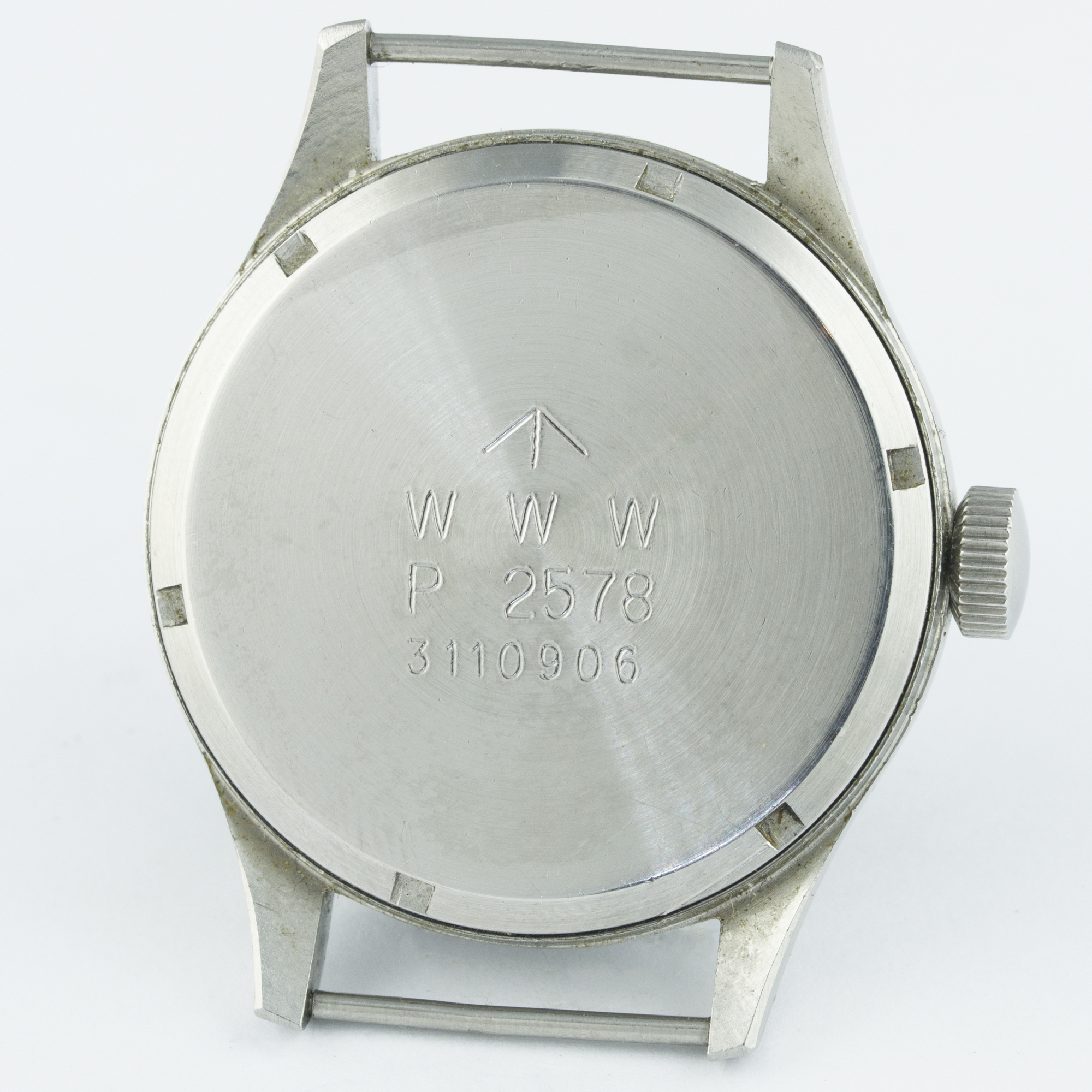 A GENTLEMAN'S STAINLESS STEEL BRITISH MILITARY ETERNA W.W.W. WRIST WATCH CIRCA 1940s PART OF THE " - Image 6 of 8