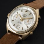 A RARE GENTLEMAN'S 18K SOLID GOLD HEUER CARRERA AUTOMATIC CHRONOGRAPH WRIST WATCH CIRCA 1970s,