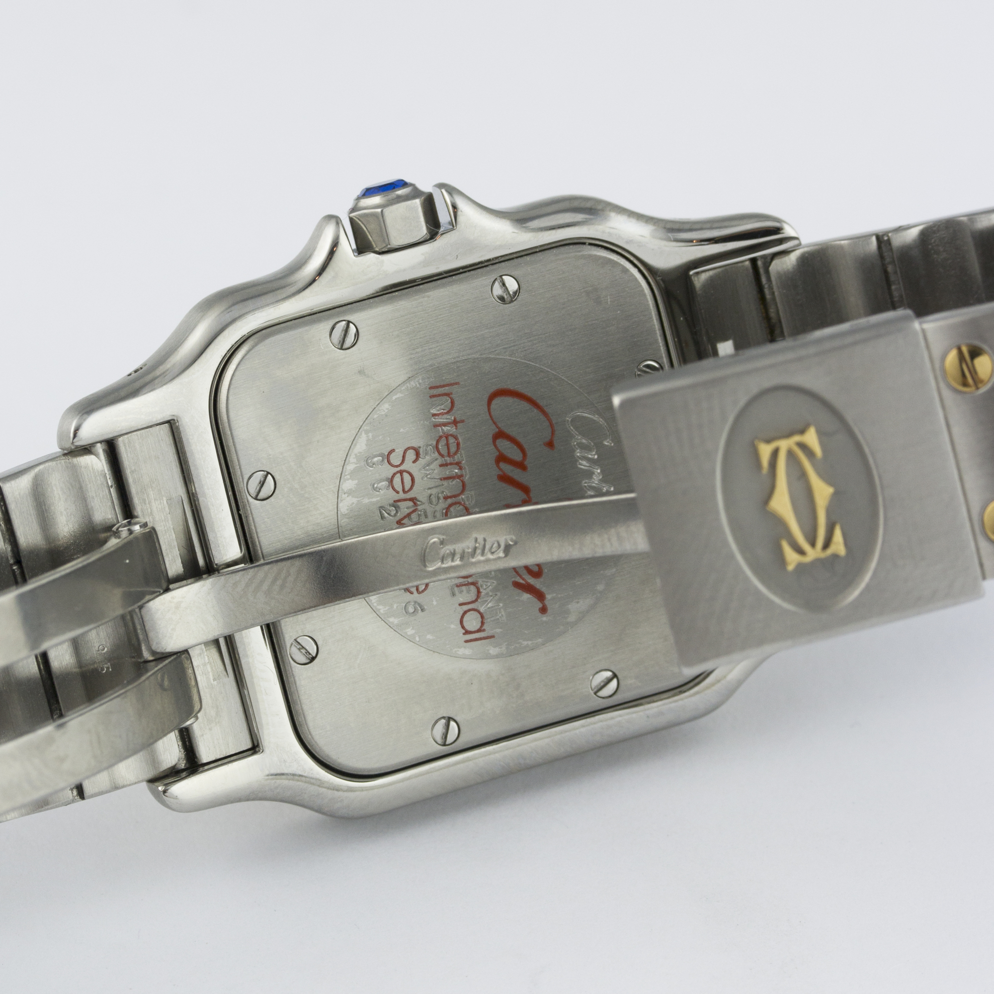 A GENTLEMAN'S STEEL & GOLD CARTIER SANTOS GALBEE BRACELET WATCH CIRCA 2000, REF. 1566 WITH CARTIER - Image 7 of 7