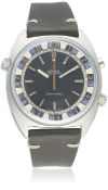 A RARE GENTLEMAN'S LARGE STAINLESS STEEL OMEGA SEAMASTER CHRONOSTOP WRIST WATCH CIRCA 1969, REF.