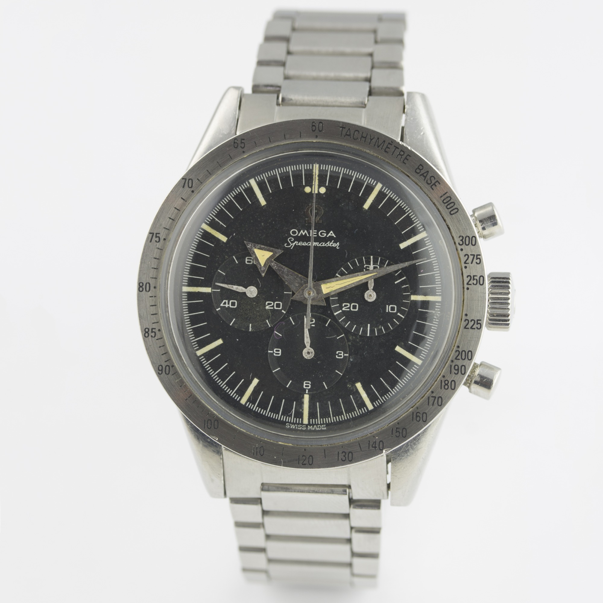 A VERY RARE GENTLEMAN'S STAINLESS STEEL OMEGA SPEEDMASTER CHRONOGRAPH BRACELET WATCH DATED 1959, - Image 3 of 11