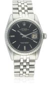 A RARE GENTLEMAN'S STAINLESS STEEL ROLEX OYSTER PERPETUAL DATEJUST BRACELET WATCH CIRCA 1967, REF.