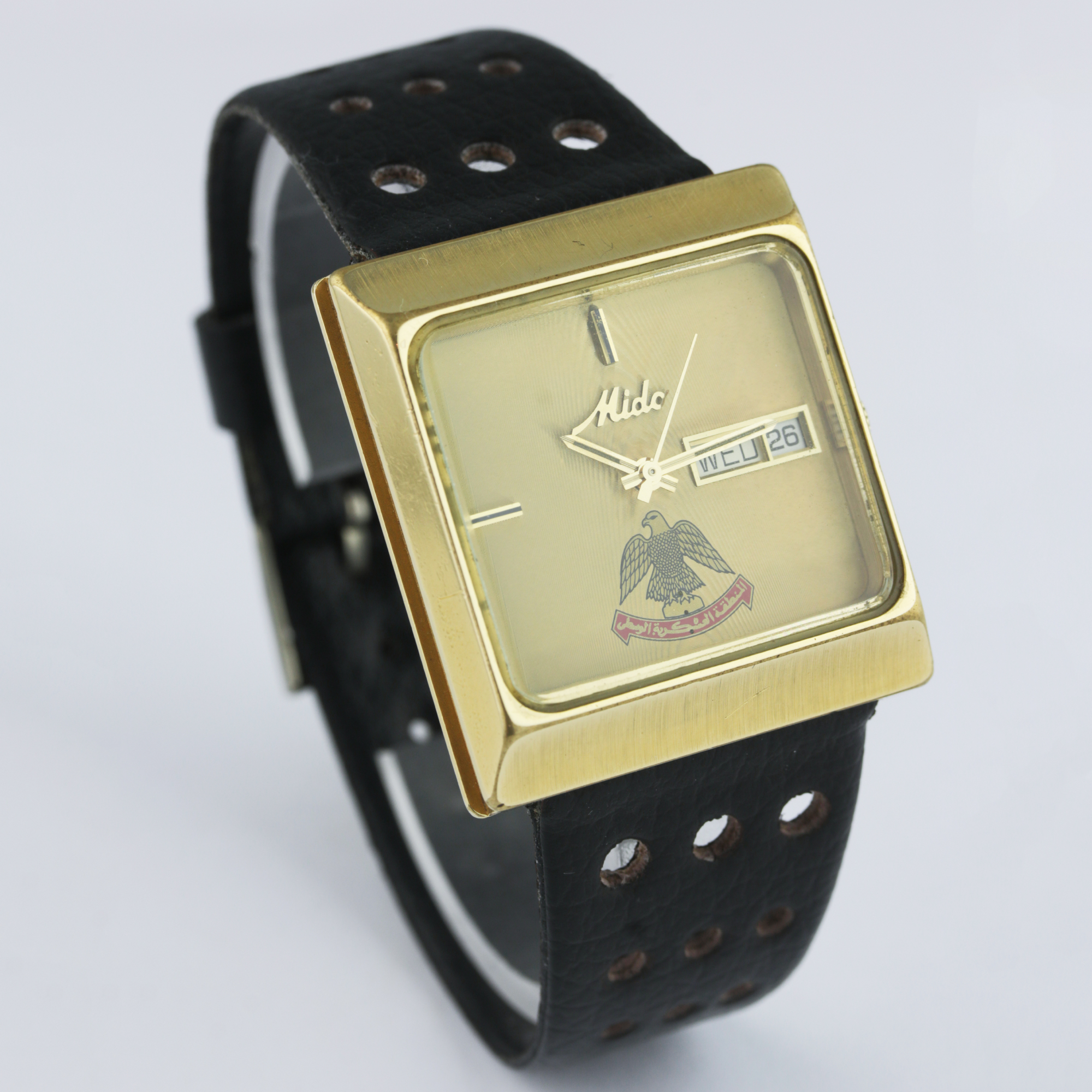 A GENTLEMAN'S GOLD PLATED MIDO AUTOMATIC WRIST WATCH CIRCA 1980s, COMMISSIONED BY THE UAE CENTRAL - Image 5 of 6
