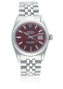 A GENTLEMAN'S STAINLESS STEEL & WHITE GOLD ROLEX OYSTER PERPETUAL DATEJUST BRACELET WATCH CIRCA