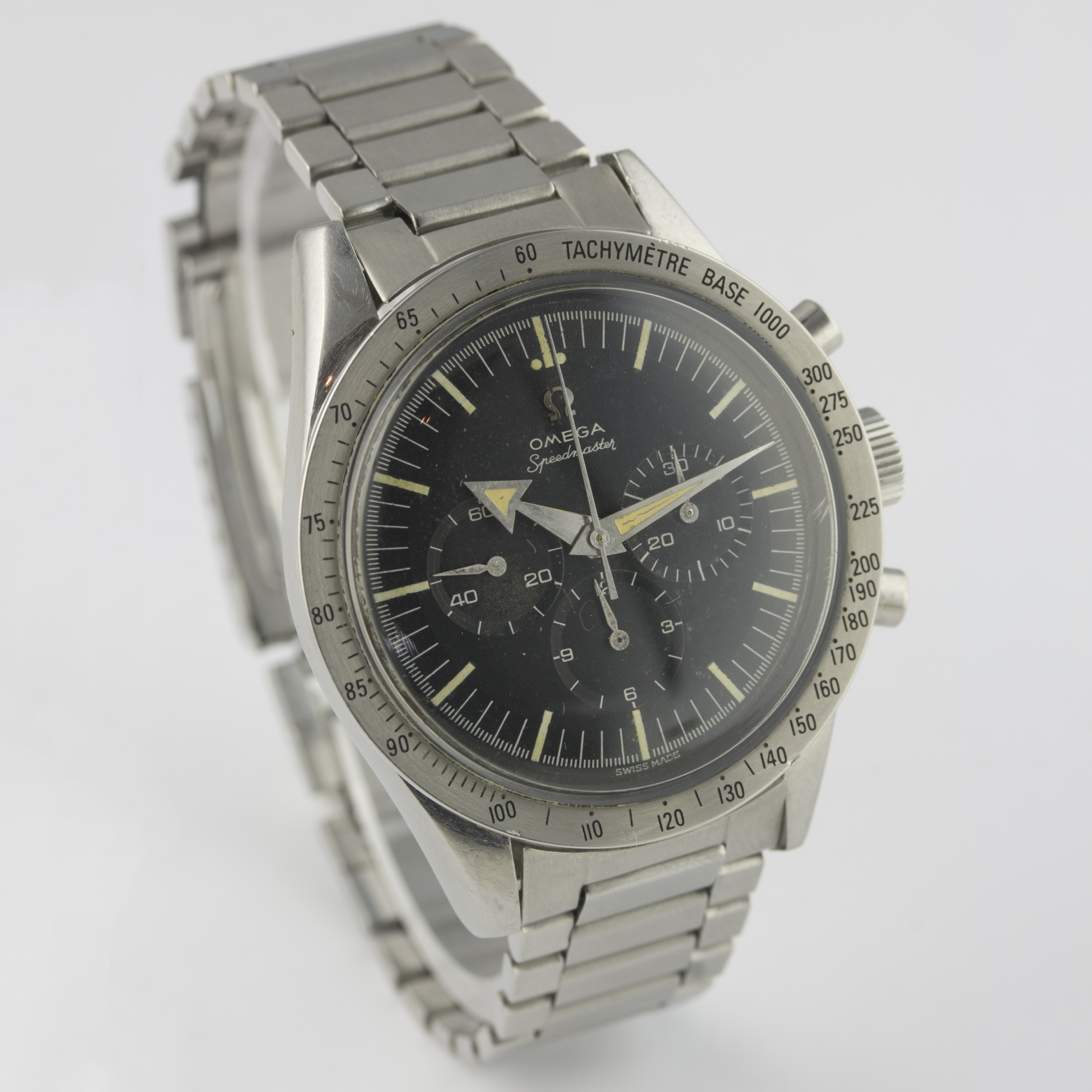 A VERY RARE GENTLEMAN'S STAINLESS STEEL OMEGA SPEEDMASTER CHRONOGRAPH BRACELET WATCH DATED 1959, - Image 6 of 11