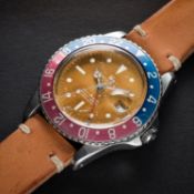 A VERY RARE GENTLEMAN'S STAINLESS STEEL ROLEX OYSTER PERPETUAL GMT MASTER WRIST WATCH CIRCA 1960,