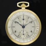 A VERY RARE GENTLEMAN'S 18K SOLID GOLD MOVADO 'PULSATIONS' CHRONOGRAPH POCKET WATCH CIRCA 1930 D: