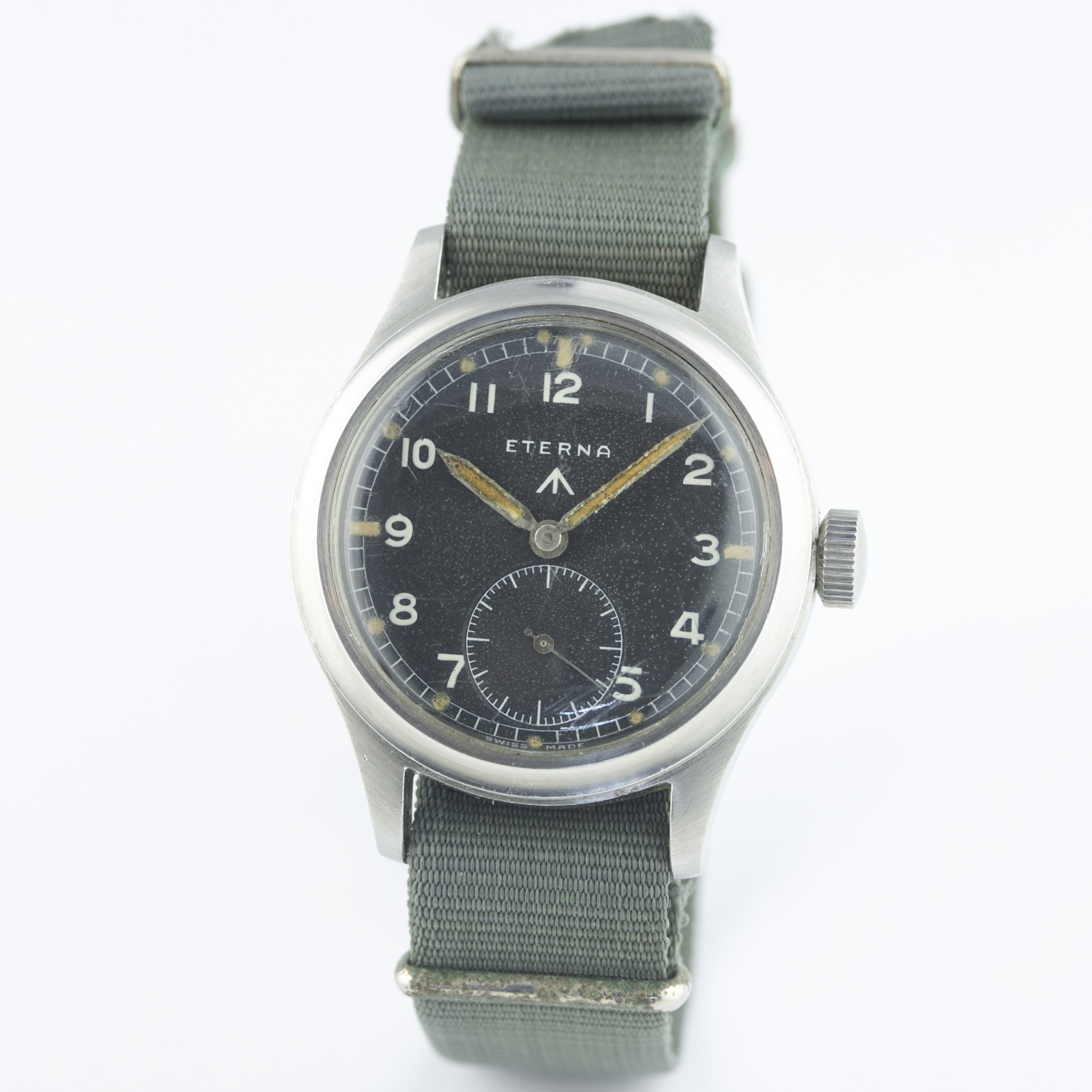 A GENTLEMAN'S STAINLESS STEEL BRITISH MILITARY ETERNA W.W.W. WRIST WATCH CIRCA 1940s PART OF THE " - Image 2 of 8